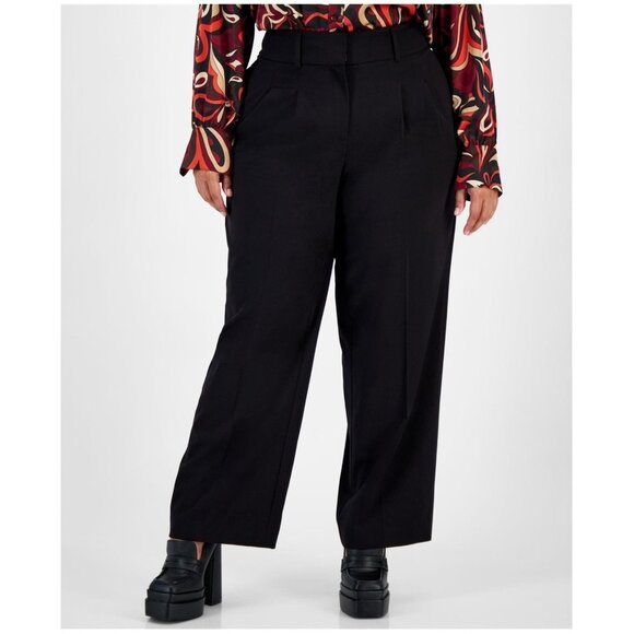 Bar III Womens Mid Rise Office Dress Pants Black Plus Size 14W MSRP $79 - Picture 1 of 1